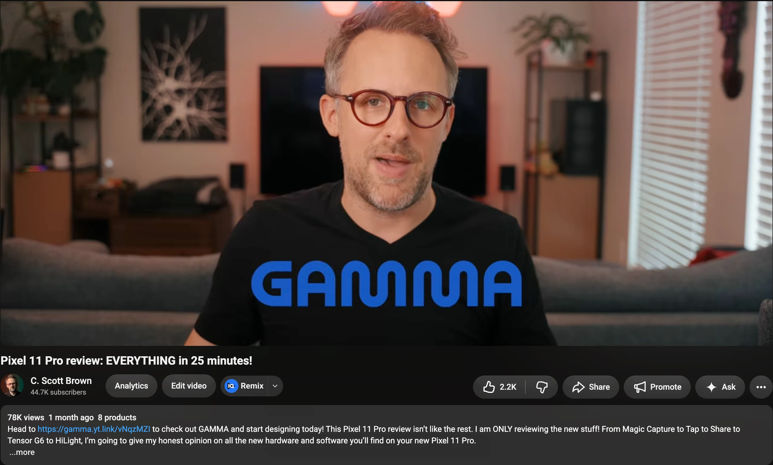 C. Scott Brown YouTube video with a sponsor integration shown in the frame